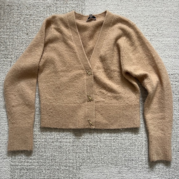 & Other Stories Tan Cardigan w/ Gold Dinosaur Accent Buttons 🦖 - Picture 1 of 4
